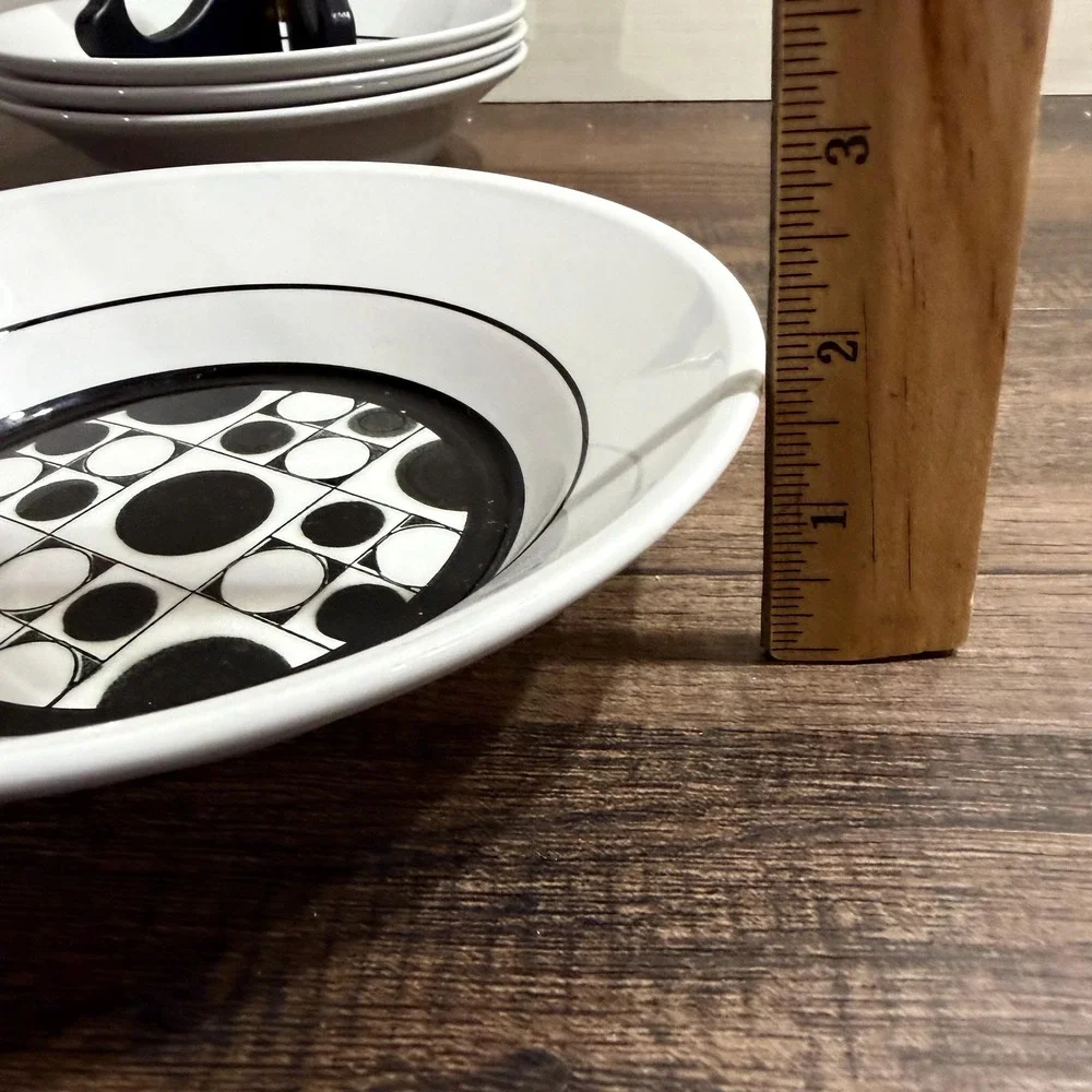 4 VTG 70s Mikasa Avant Garde A507 Soup Cereal Bowls 7.5 Inch Black White MCM